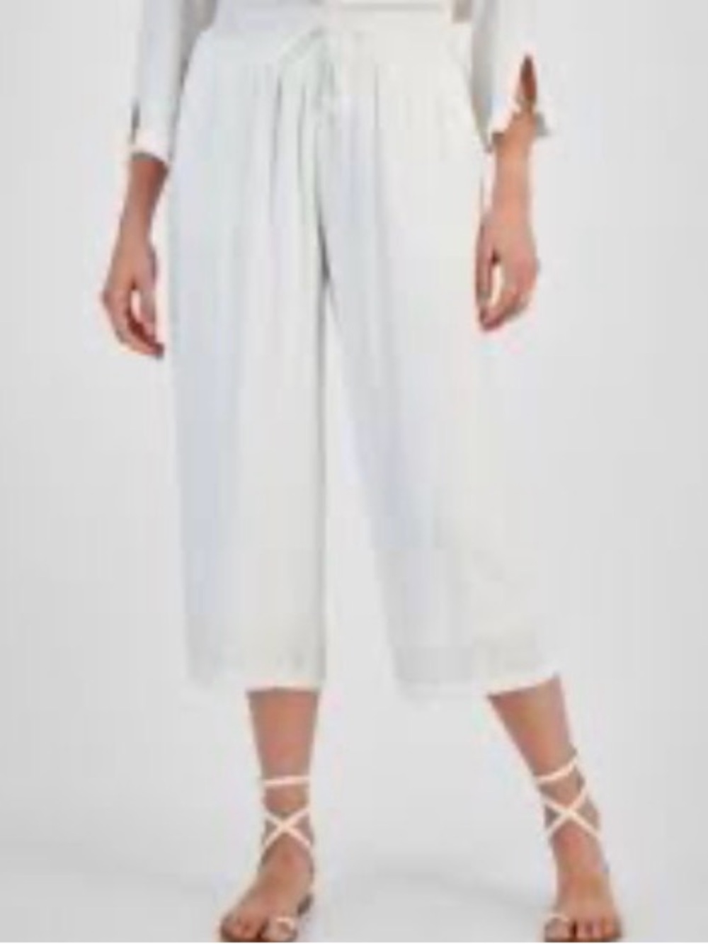 PAPA VANCOUVER White Wide-Leg Cropped Cotton Pants
